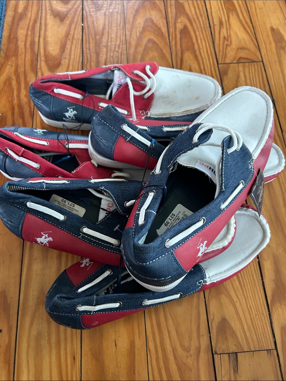 Bundle of U.S. Polo Assn. Red Navy White Boat Shoes Men’s/Lot of 3 pairs